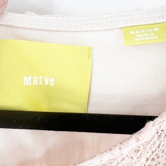 ✅ ANTHROPOLOGIE MAEVE PINK LACE 3/4 SLEEVE DRESS SIZE MEDIUM - Picture 8 of 8